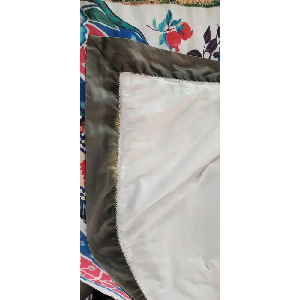 Ralph Lauren Cotton Sateen Graphite Trim Langdon King Duvet Sham Sheet Set White